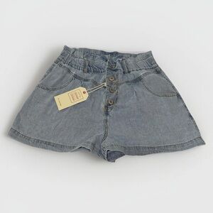 NWT Nellie May Boutique Paperbag Button Up Denim Shorts, Medium Casual Boho